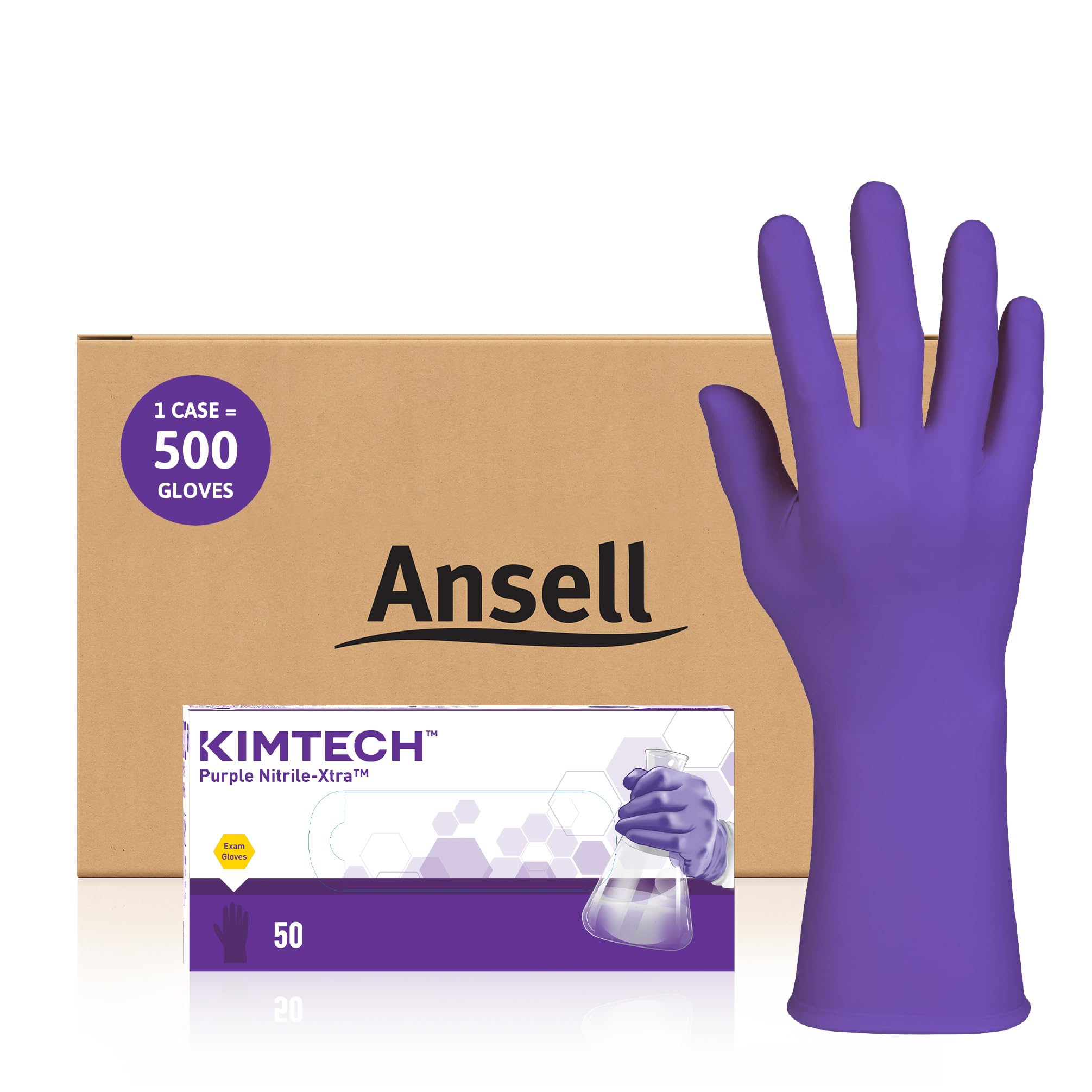 Ansell Kimtech Purple Nitrile-Xtra Disposable Exam Gloves, XS